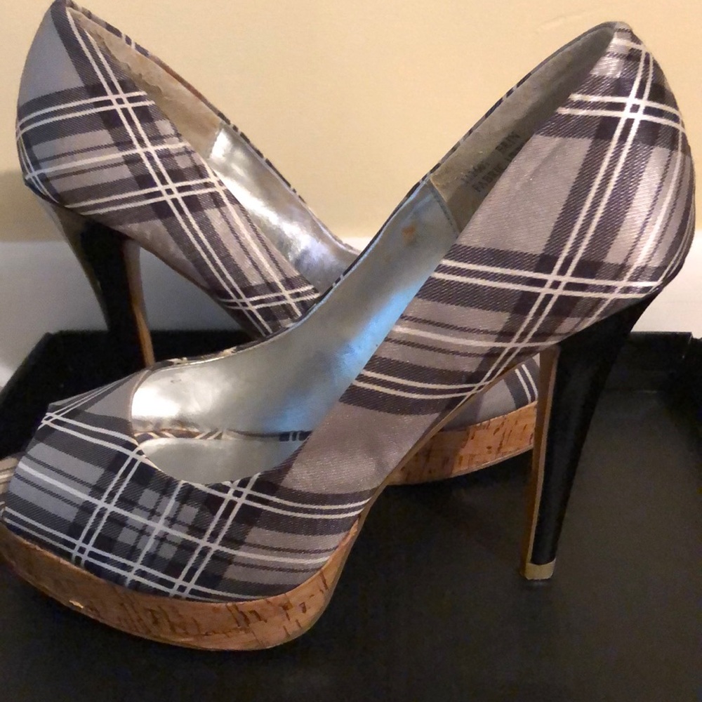 Baby Phat Open Toe Black and White Heels